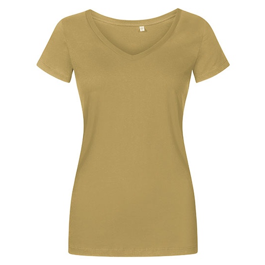Damski T-shirt V-Neck Slim XO1525 - Olive