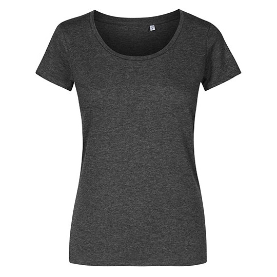 Damski t-shirt z głębokim dekoltem slim XO1545 - Heather Black