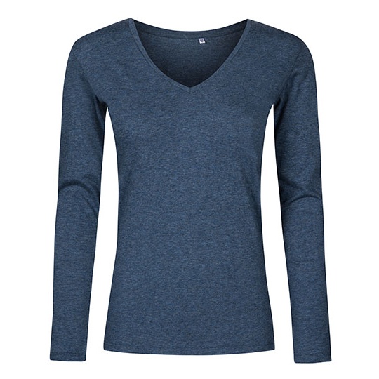 Damski T-Shirt V-Neck Slim XO1560 - Heather Navy