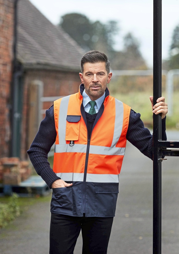 Kamizelka Ostrzegawcza Dwukolorowa Wodoodporna YK005 - Orange & Navy