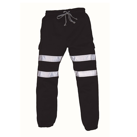 Spodnie Robocze Odblaskowe Poliestrowe ze Sciagaczami YK016T - Black