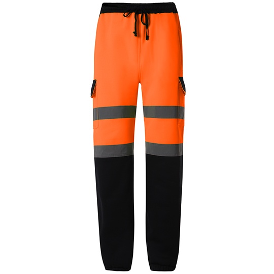 Spodnie Robocze Odblaskowe Poliestrowe ze Ściągaczami YK016T - Hi-Vis Orange & Navy