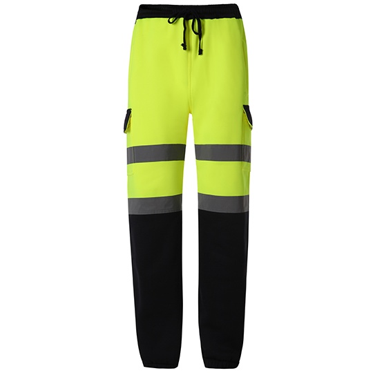 Spodnie Robocze Odblaskowe Poliestrowe ze Ściągaczami YK016T - Hi-Vis Yellow & Navy