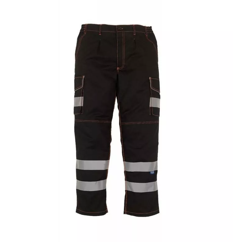 Spodnie Robocze Klasyczne Hi-Vis Odblaskowe YK018T - Black