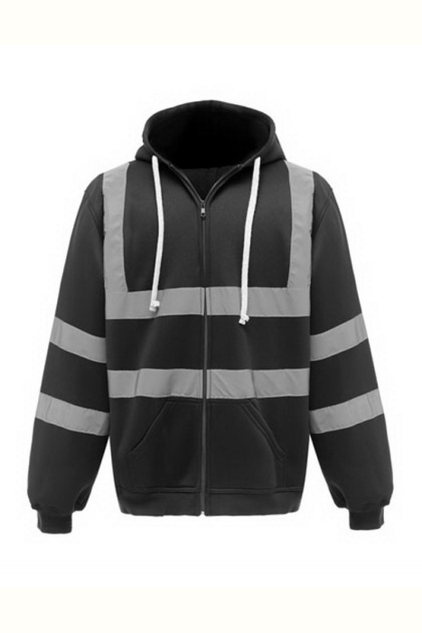 Bluza z Kapturem i Zamkiem Ostrzegawcza YK07 - Black