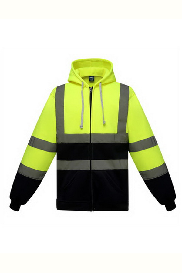 Bluza z Kapturem i Zamkiem Ostrzegawcza YK07 - Hi-Vis Yellow & Navy