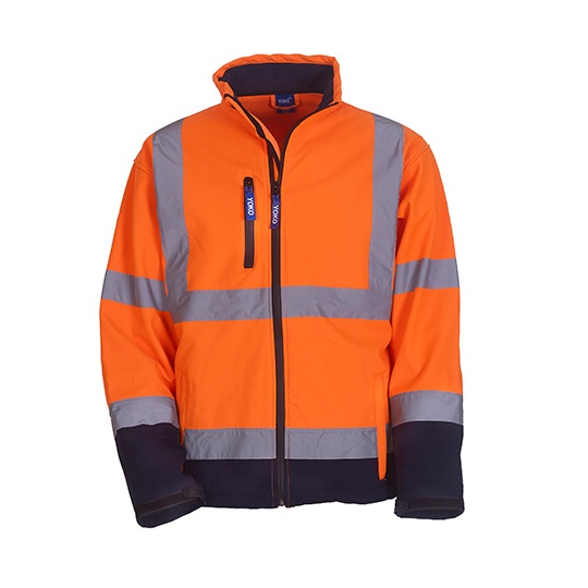 Kurtka Klasyczna Softshell Hi-Vis Wodoodporna Oddychajaca YK09 - Hi-Vis Orange & Navy
