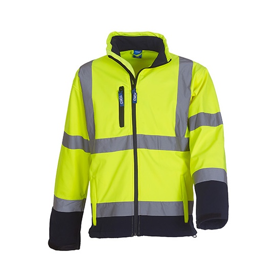 Kurtka Klasyczna Softshell Hi-Vis Wodoodporna Oddychajaca YK09 - Hi-Vis Yellow & Navy