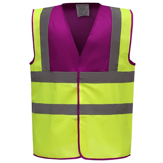 Kamizelka Ostrzegawcza Odblaskowa YK100 - Raspberry Yoke & Hi-Vis Yellow