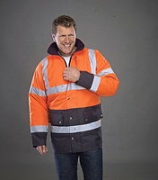 Kurtka Klasyczna Ostrzegawcza Wodoodporna YK302 - Hi-Vis Orange & Navy