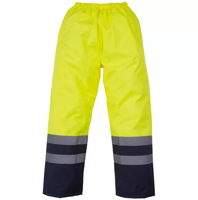 Spodnie Ostrzegawcze Wodoodporne Hi-Vis YK461 - Hi-Vis Yellow & Navy