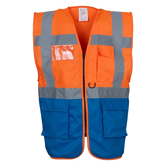 Kamizelka Robocza Odblaskowa YK801 - Hi-Vis Orange & Royal Blue