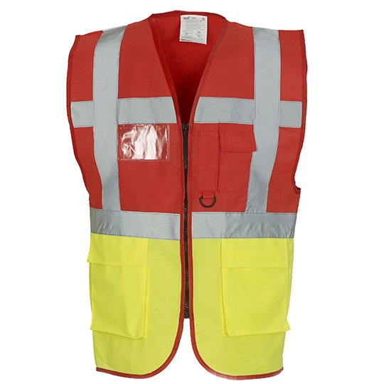 Kamizelka Robocza Odblaskowa YK801 - Red & Hi-Vis Yellow