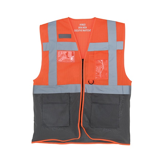 Kamizelka Ostrzegawcza Siatkowa z Poliestru Recyklingowego YK820 - Hi-Vis Orange & Grey