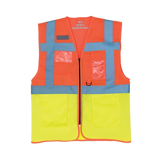Kamizelka Ostrzegawcza Siatkowa z Poliestru Recyklingowego YK820 - Hi-Vis Orange & Hi-Vis Yellow
