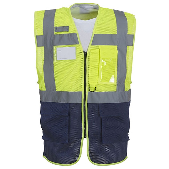 Kamizelka Ostrzegawcza Siatkowa z Poliestru Recyklingowego YK820 - Hi-Vis Yellow & Navy