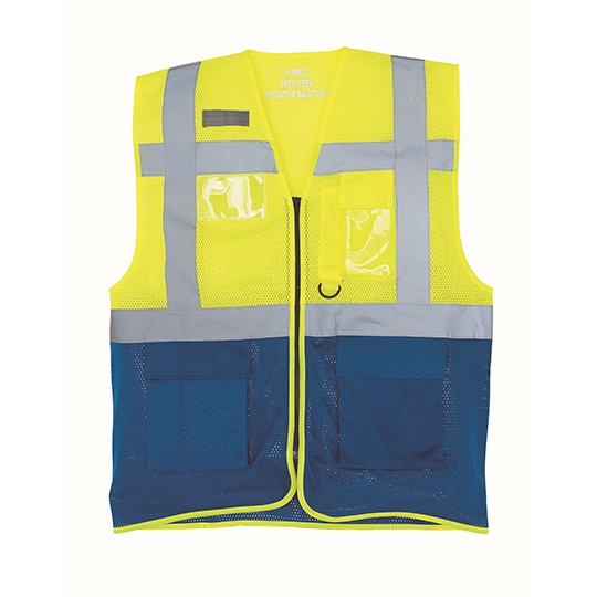 Kamizelka Ostrzegawcza Siatkowa z Poliestru Recyklingowego YK820 - Hi-Vis Yellow & Royal Blue