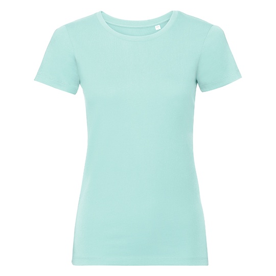 T-shirt Damski Slim Fit Bawelna Organiczna Z108F - Aqua