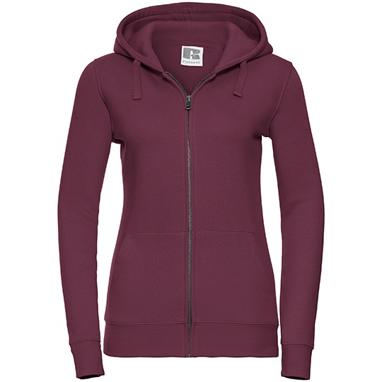 Bluza Damska Slim Czesana Bawelna Z Kapturem Z266F - Burgundy