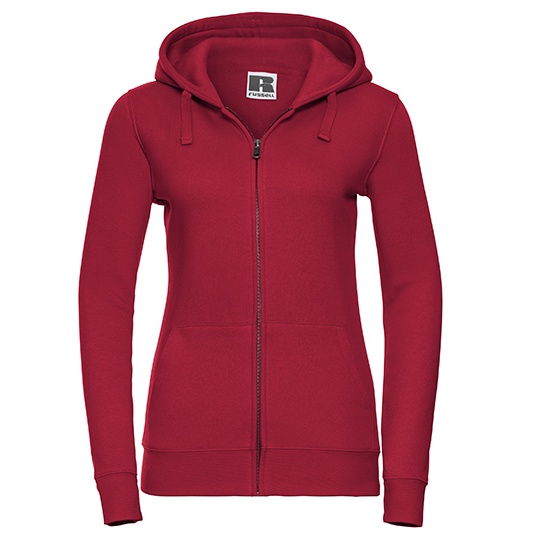 Bluza Damska Slim Czesana Bawelna Z Kapturem Z266F - Classic Red