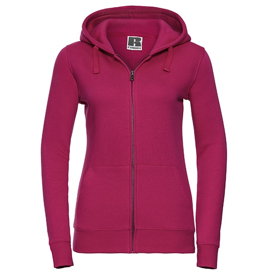 Bluza Damska Slim Czesana Bawelna Z Kapturem Z266F - Fuchsia