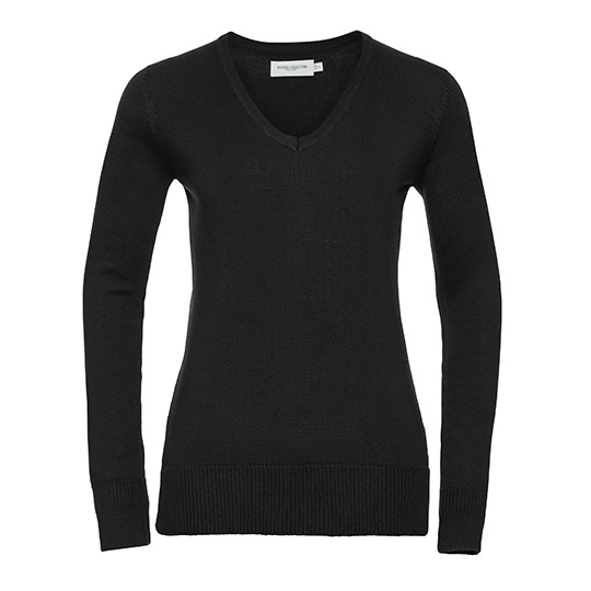Sweter Damski Dekolt V CottonBlend Z710F - Black