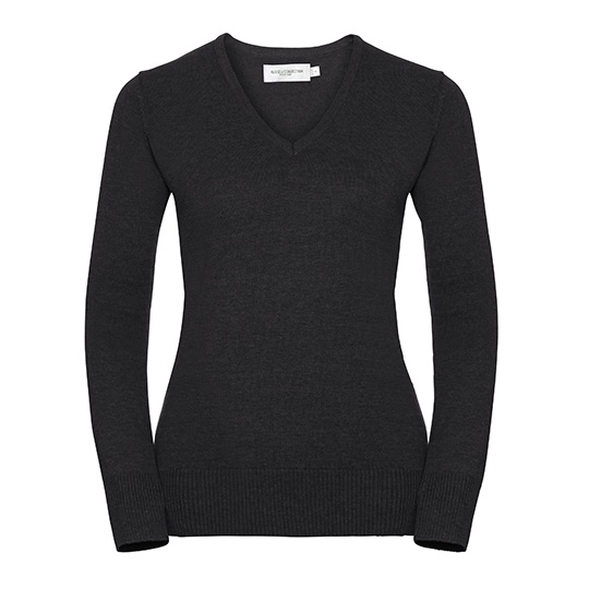 Sweter Damski Dekolt V CottonBlend Z710F - Charcoal Marl