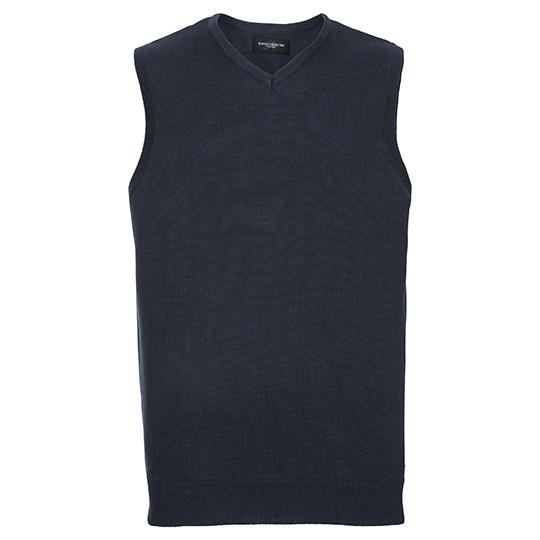 Bezrekawnik Meski Klasyczny Dzianinowy CottonBlend Z716 - French Navy