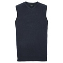 Bezrękawnik Męski Klasyczny Dzianinowy CottonBlend Z716 - French Navy