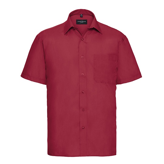 Koszula Meska Klasyczna Popelinowa Krotki Rekaw Z935 - Classic Red