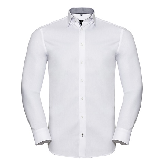 Koszula Meska Slim Latwa Pielegnacja Z964 - White & Silver & Convoy Grey