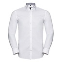 Koszula Męska Slim Latwa Pielegnacja Z964 - White & Silver & Convoy Grey