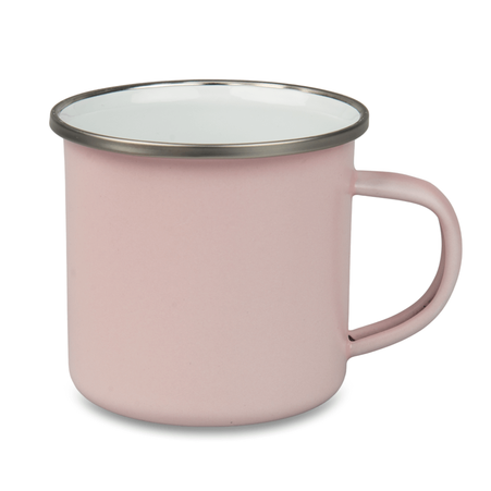 Kubek stalowy emaliowany ze srebrnym rantem G0040231 - Różowy
