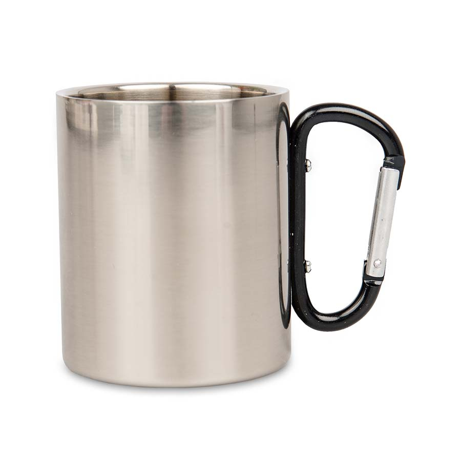 Kubek stalowy z karabinczykiem 300 ml G00401055 - Czarny
