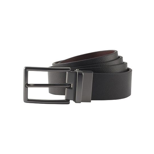 Dwustronny meski pasek skorzany AQ904 - Black & Brown