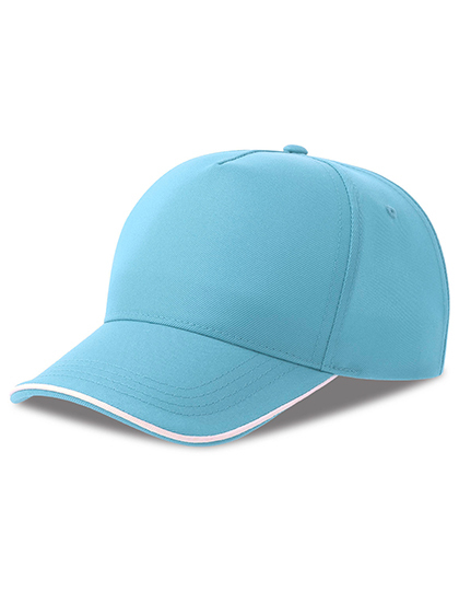 Czapka pieciopanelowa AT129 - Light Blue & White