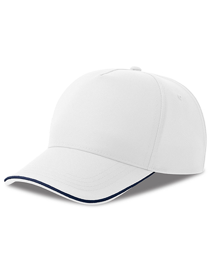 Czapka pieciopanelowa AT129 - White & Navy