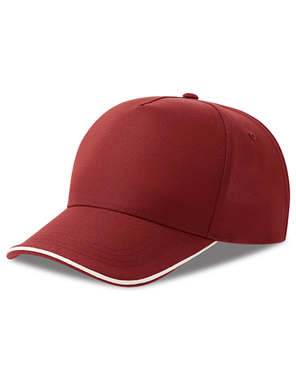 Czapka pieciopanelowa AT129 - Burgundy & White