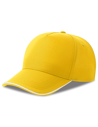 Czapka pieciopanelowa AT129 - Yellow & White