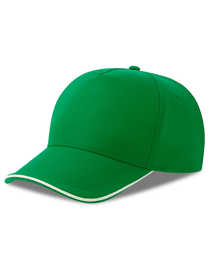 Czapka pieciopanelowa AT129 - Green & White