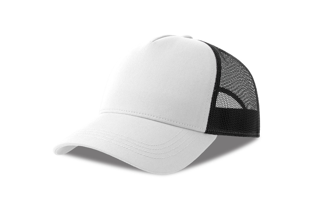 Czapka z Daszkiem Trucker Bawelna Organiczna Recykling Poliester AT535 - White & Black
