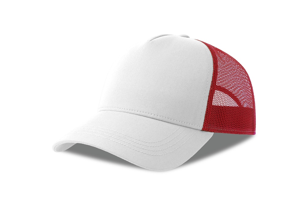 Czapka z Daszkiem Trucker Bawełna Organiczna Recykling Poliester AT535 - White & Red