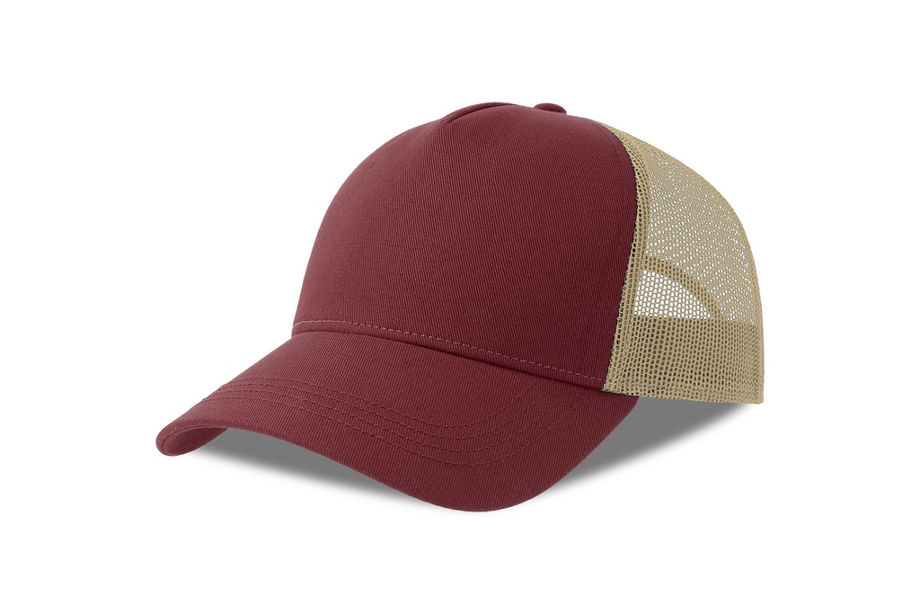 Czapka z Daszkiem Trucker Bawelna Organiczna Recykling Poliester AT535 - Burgundy & Stone