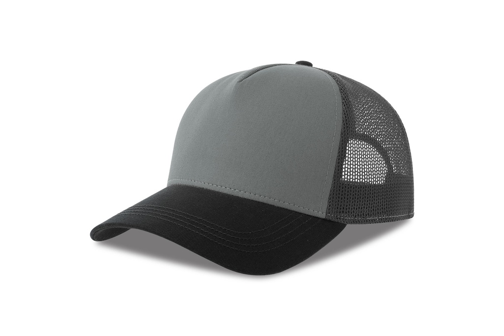 Czapka z Daszkiem Trucker Bawelna Organiczna Recykling Poliester AT535 - Grey & Dark Grey & Black