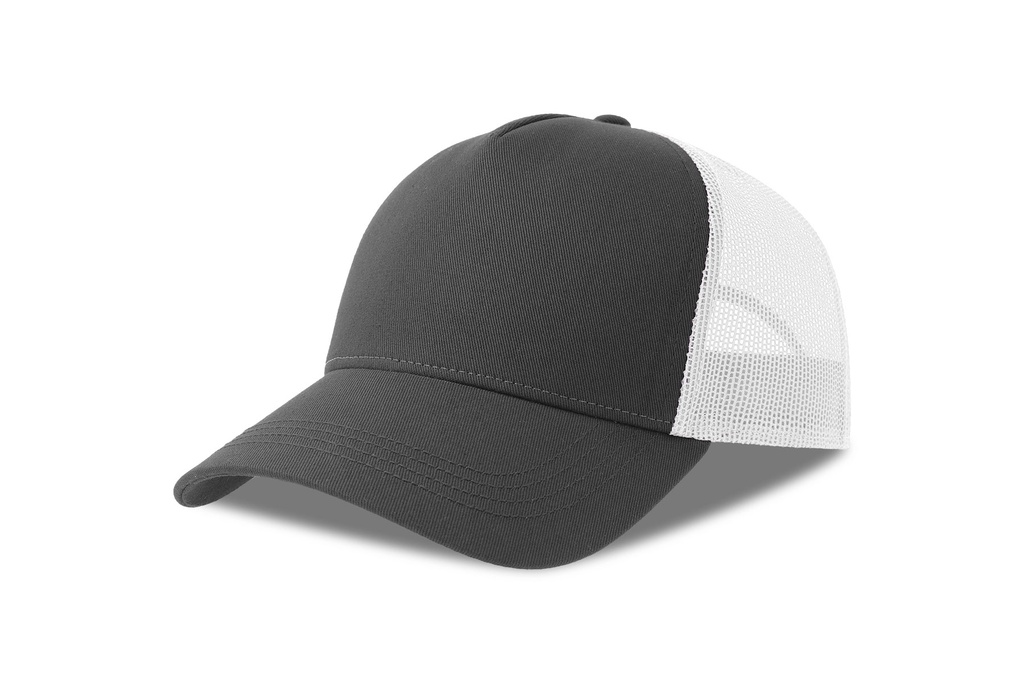 Czapka z Daszkiem Trucker Bawelna Organiczna Recykling Poliester AT535 - Dark Grey & White