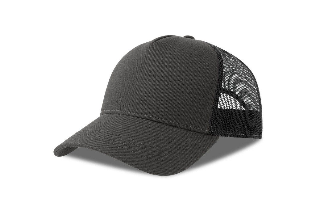 Czapka z Daszkiem Trucker Bawelna Organiczna Recykling Poliester AT535 - Dark Grey & Black