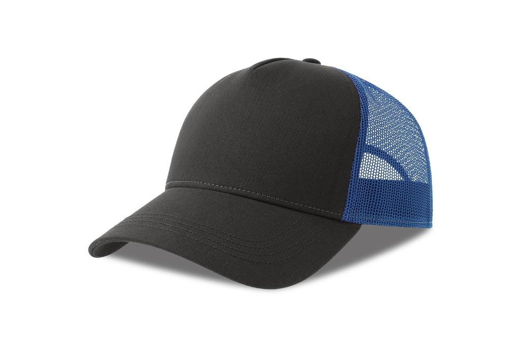 Czapka z Daszkiem Trucker Bawełna Organiczna Recykling Poliester AT535 - Dark Grey & Royal