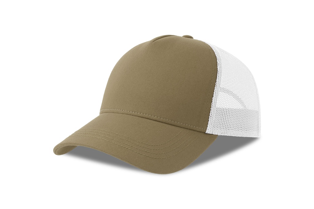 Czapka z Daszkiem Trucker Bawelna Organiczna Recykling Poliester AT535 - Khaki & White