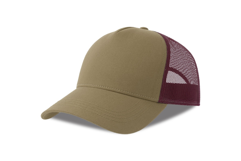 Czapka z Daszkiem Trucker Bawełna Organiczna Recykling Poliester AT535 - Khaki & Burgundy