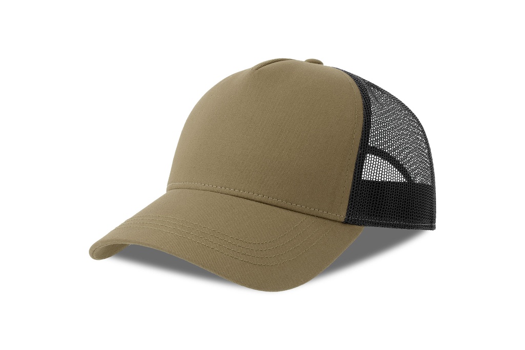 Czapka z Daszkiem Trucker Bawelna Organiczna Recykling Poliester AT535 - Khaki & Black